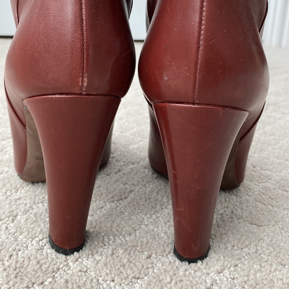 Valentino Brown Leather Knee-High Heeled Boots - Picture 4 of 8